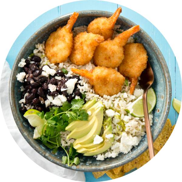Mexican Tortilla Shrimp Bowls